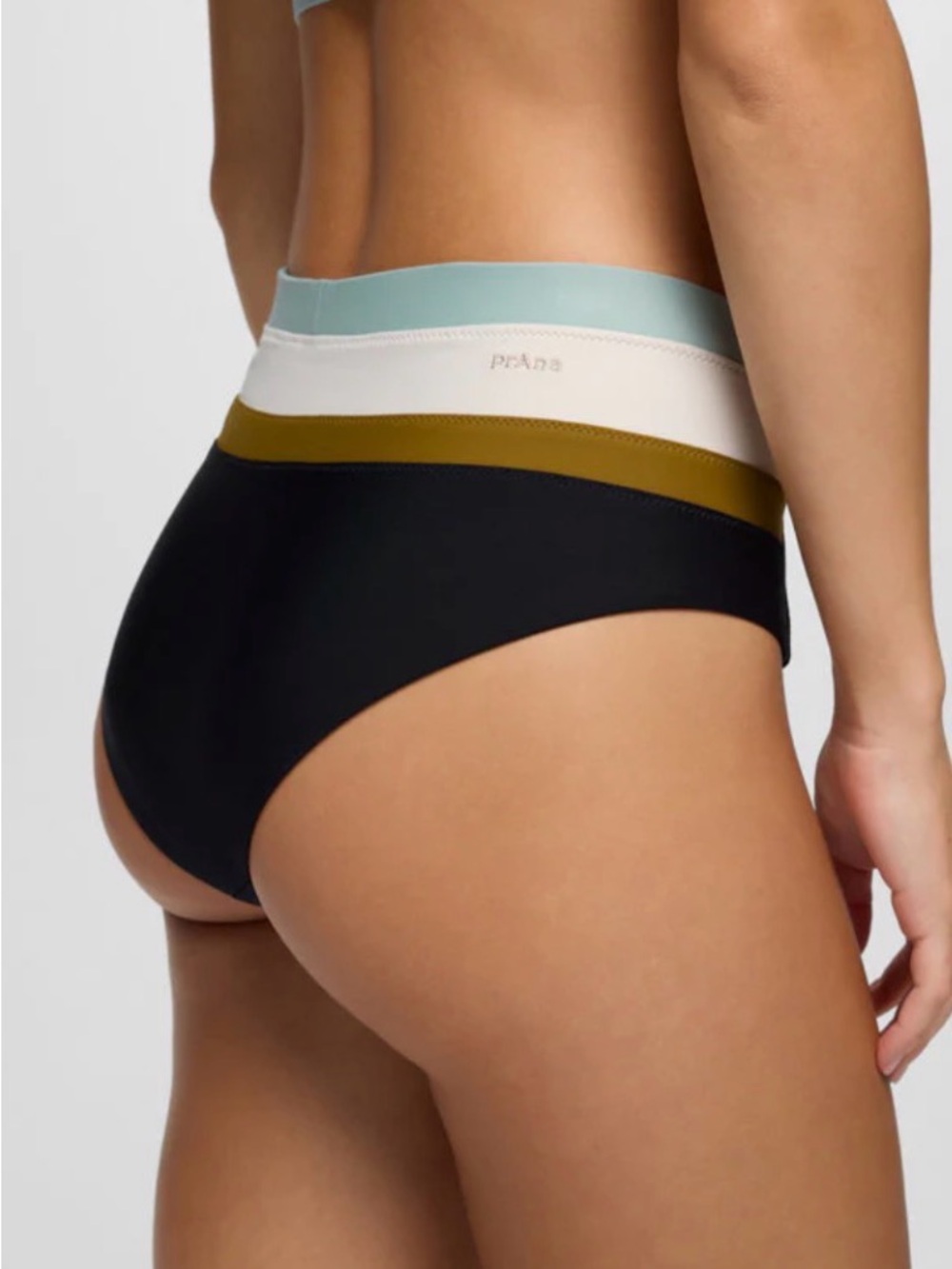 NWT prAna Baja Bound High Rise Bikini Bottom Black Colorblock Small $64